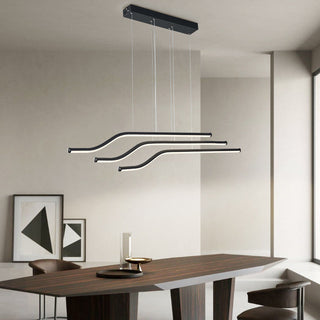 Arisha Lustre Linéaire Minimaliste, Metal/Gel de silice, Noir/Blanc, Chambre