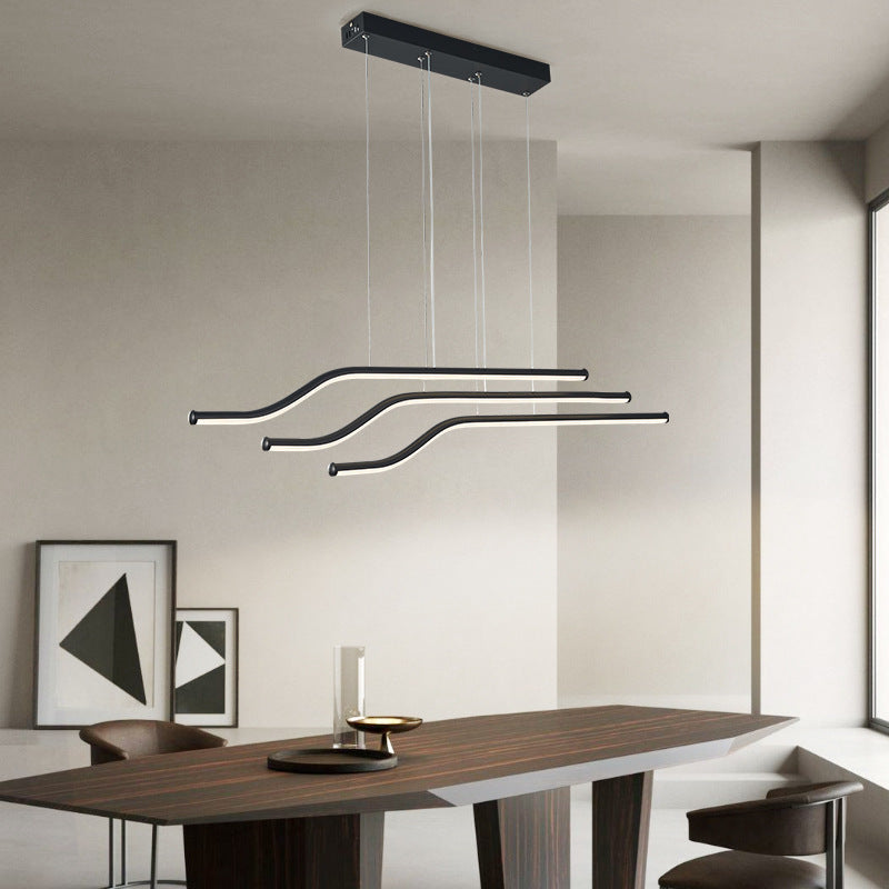 Arisha Lustre Linéaire Minimaliste, Metal/Gel de silice, Noir/Blanc, Chambre