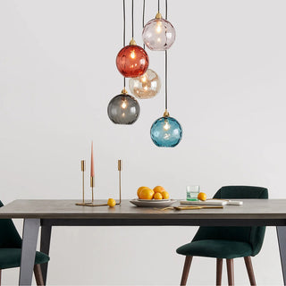 Valentina Suspension Boule Ondulation Nortique Métal/Verre Vert/Gris Salon
