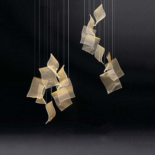 Kristy Suspension Carrée Contemporaine Métal/Acrylique Doré Salon/Escalier-Luire