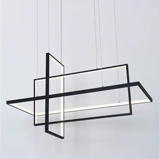 Arisha Lustre Rectangulaire Moderne, Métal/Gel de Silice, Noir/Blanc, Salon