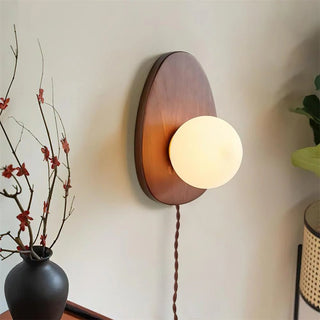 Nylaeiel Applique Murale Nordic Art à Brancher en Noyer Verre Et Bois