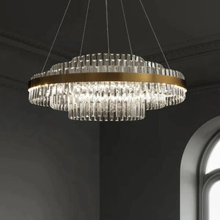 Kristy Design LED Luminaire Lustre Moderne Cristal Doré Salon