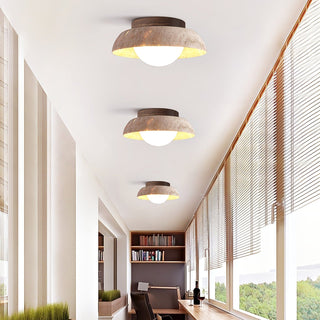 Ashaionis Lampe Plafonnier Disc-Dôme en Travertin