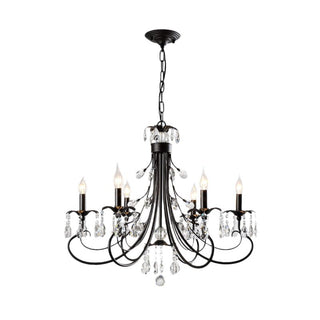 Silva LED Suspension Noir Métal Cristal Salle à manger Salon