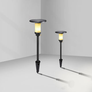 Ray Ronde Moderne Lampadaire Noir Métal/Marbre Noir Extérieur