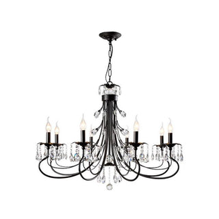 Silva LED Suspension Noir Métal Cristal Salle à manger Salon