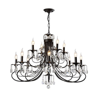 Silva LED Suspension Noir Métal Cristal Salle à manger Salon