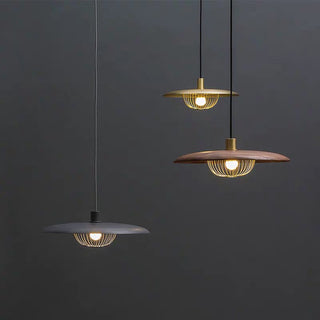 Arisha Suspension Ronde Moderne LED Luxe Métal, Or/Gris/Noir/Marron/Bois, Salon