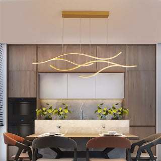 Tiroven Luminaires Suspension linéaire. LED Noir/Or. Salon-Luire