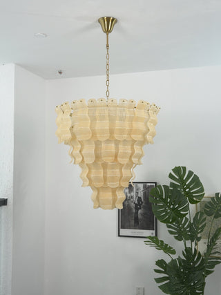 Borzi Lustre en Verre Jaune Feuille Luxueuse