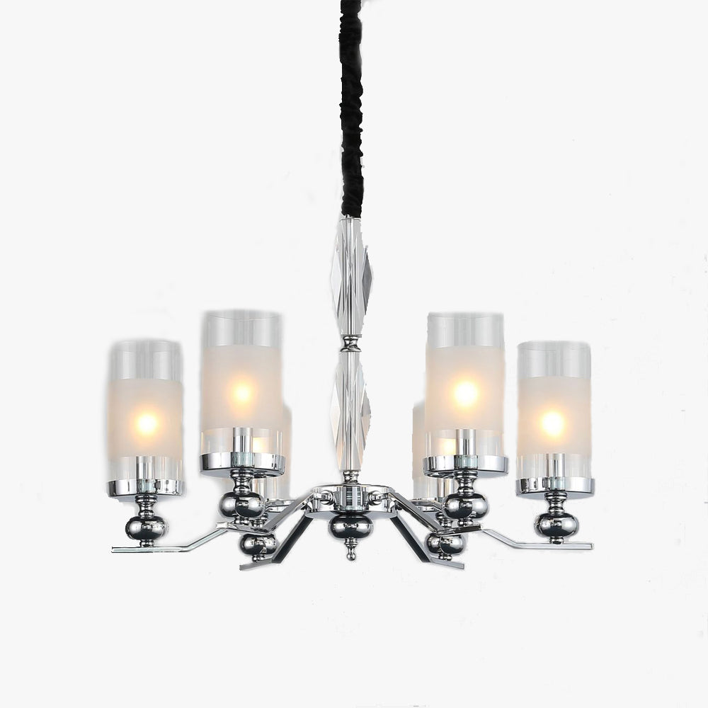 Silva Suspension Cylindre Moderne, Métal/Verre, Chromé, Salon/Salle à Manger