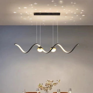 Arisha Suspension Linéaire Nordique, Métal/Acrylique, Noir/Blanc/Doré, Salon