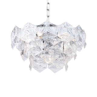 Kristy Lustre Hexagone Cristal, Métal/Cristal, Dégagé/Gris Fumé/Glaçage/Champagne, Salon