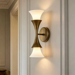 Antique Brass Double Cone Wall Sconce-Neutral Decor