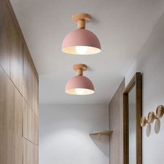 Muto Dôme Moderne LED Plafonnier Blanc/Gris Bois/Métal Salle d'étude