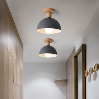 Muto Dôme Moderne LED Plafonnier Blanc/Gris Bois/Métal Salle d'étude