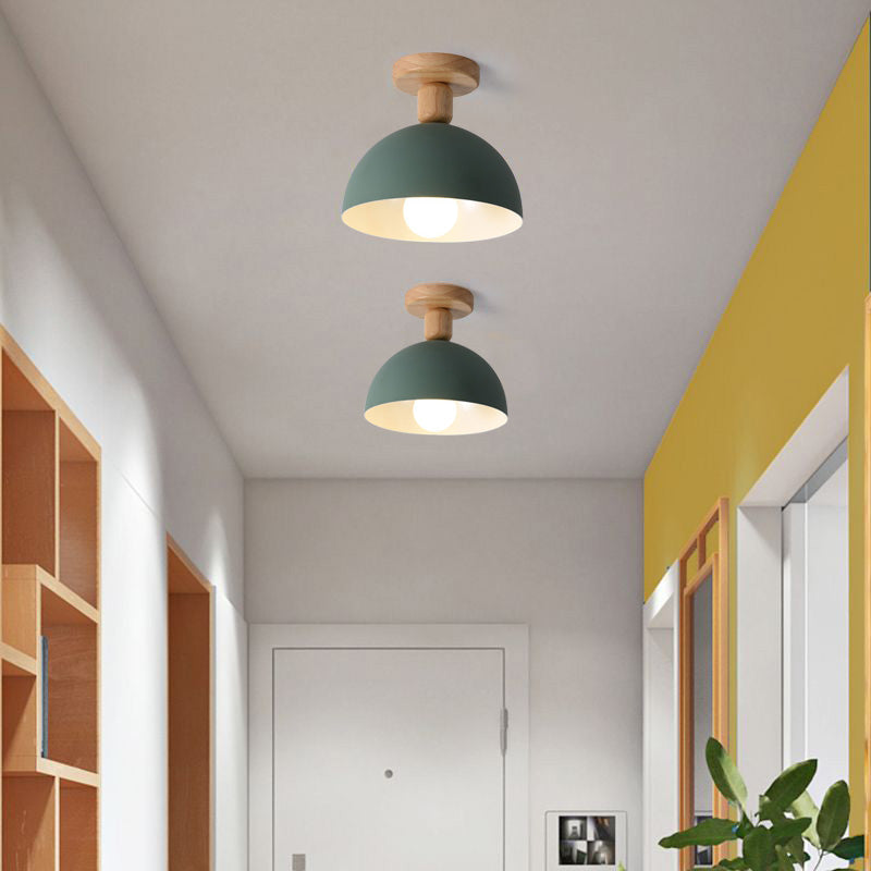 Muto Dôme Moderne LED Plafonnier Blanc/Gris Bois/Métal Salle d'étude