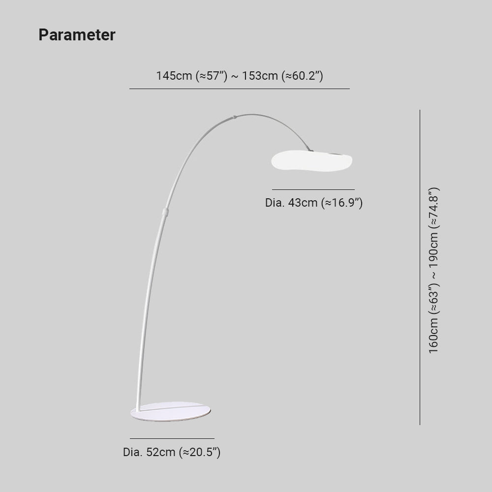 Aria Design Lampadaire Arc Simple Métal Blanc/Noir Salon