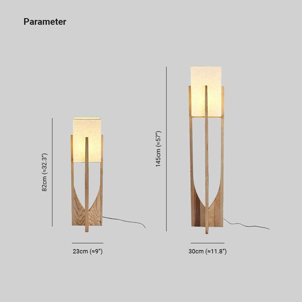 Muto Lampadaire Rectangulaire Naturel, Tissu, Bois, Salon/Bureau