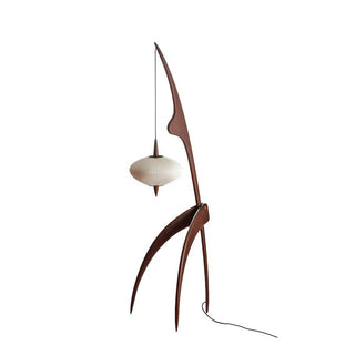 Ritta Lampadaire Rond Vintage Bois/Tissu Bois/Noyer, Salon