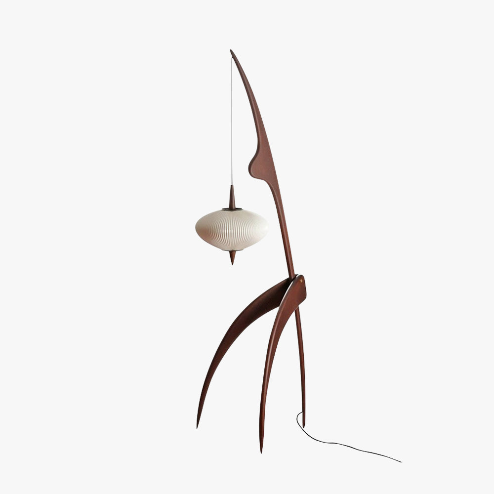 Ritta Lampadaire Rond Vintage Bois/Tissu Bois/Noyer, Salon