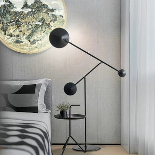 Arisha Design Simple Lampadaire Rond Moderne Métal Noir Salon/Chambre à Coucher