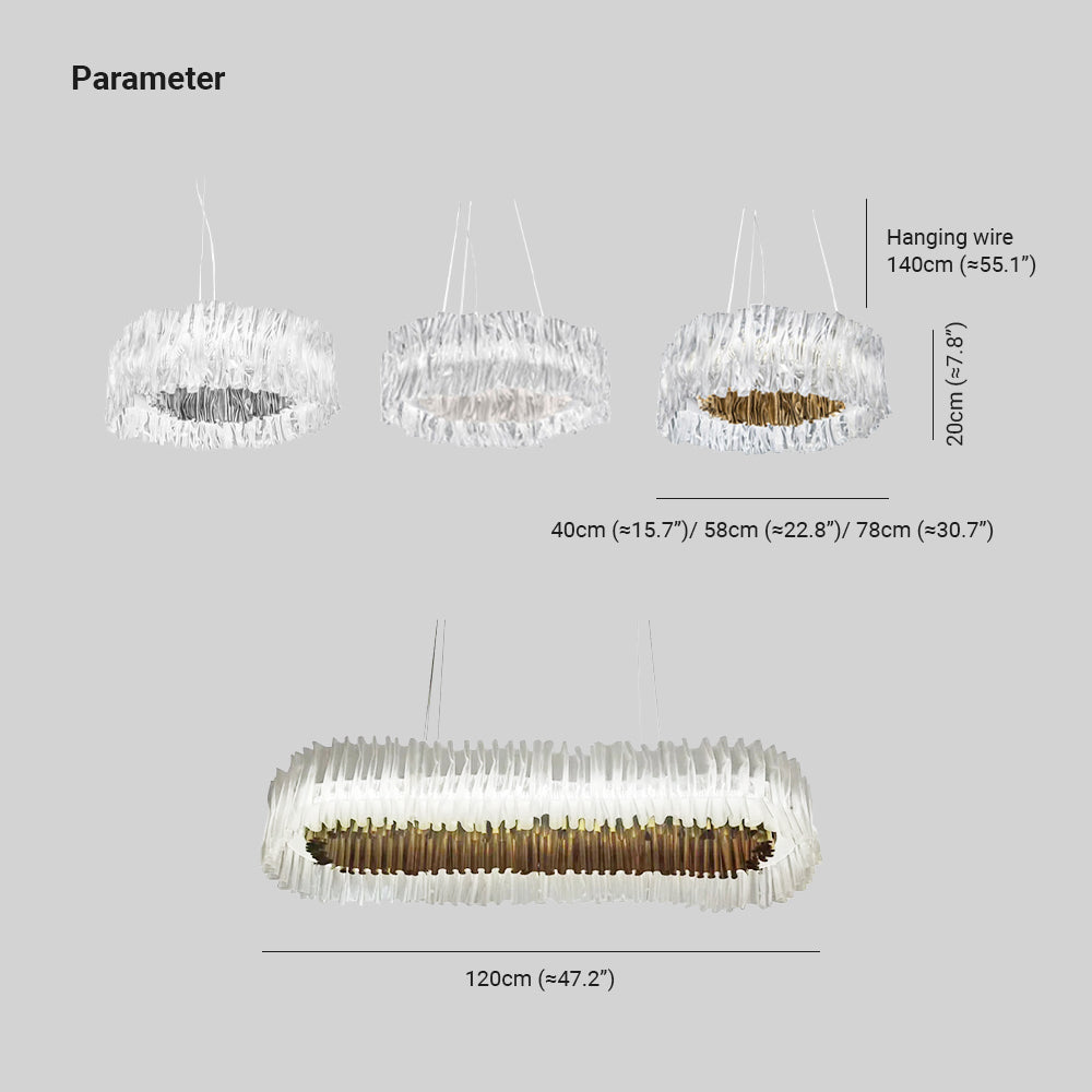 Kristy Suspension Anneau Simple, Acrylique/Acier, Or/Blanc Chambre