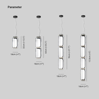 Valentina Luminaires Suspensions LED Cylindre Minimalisme Métal/Verre Transparent Salon/Chambre à Coucher