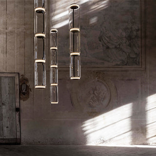 Valentina Luminaires Suspensions LED Cylindre Minimalisme Métal/Verre Transparent Salon/Chambre à Coucher