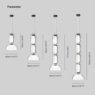 Valentina Luminaires Suspensions LED Cylindre Minimalisme Métal/Verre Transparent Salon/Chambre à Coucher