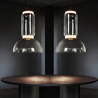 Valentina Luminaires Suspensions LED Cylindre Minimalisme Métal/Verre Transparent Salon/Chambre à Coucher