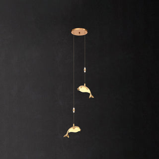 Arisha Design LED Luminaires Suspensions Dauphin Moderne Métal/Acrylique Doré Salon