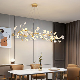 Olivia Luminaires Suspensions Feuille Moderne Céramique/Métal Doré/Blanc Bureau/Salle à Manger