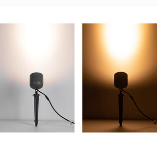 Ray Lampe Extérieure au Sol Cylindre Simple, Métal/Verre, Noir, Cour