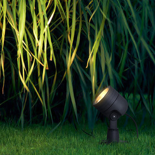 Ray Lampe Extérieure au Sol Cylindre Simple, Métal/Verre, Noir, Cour