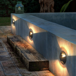 Ray Éclairage Escalier Extérieur Cylindre Moderne, Métal/Verre, Noir, Jardin