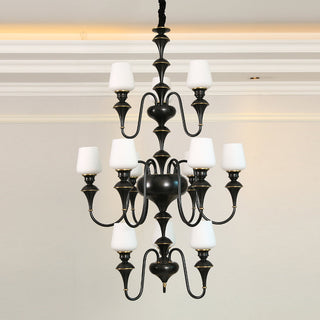 Abrahamson Lustre Traditionnel À Niveaux Abat-jour Laiton Verre-Luire