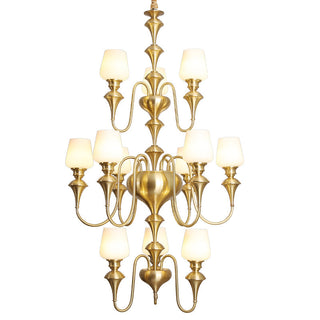 Abrahamson Lustre Traditionnel À Niveaux Abat-jour Laiton Verre-Luire