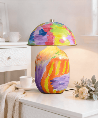 Abstract Mural Table Lamp-Neutral Decor
