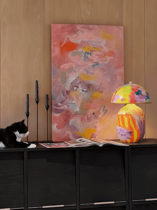 Abstract Mural Table Lamp-Neutral Decor
