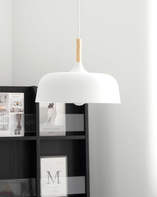 Lustra Suspension Lampe Abat-jour Blanc en Bois