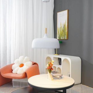 Lustra Suspension Lampe Abat-jour Blanc en Bois