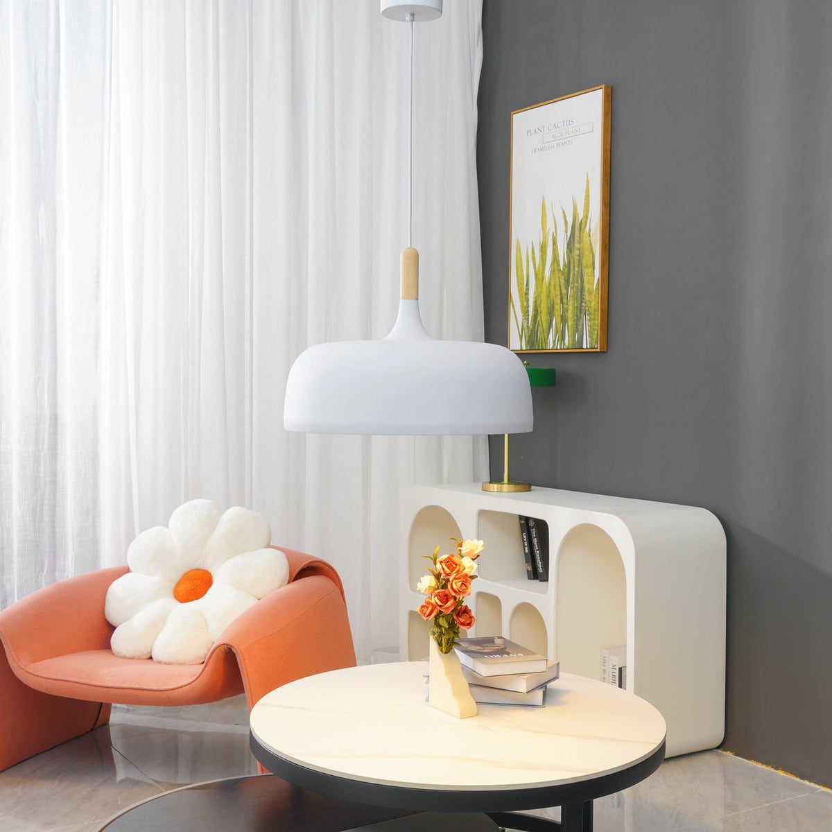Galio Suspension Lampe Abat-jour Blanc en Bois