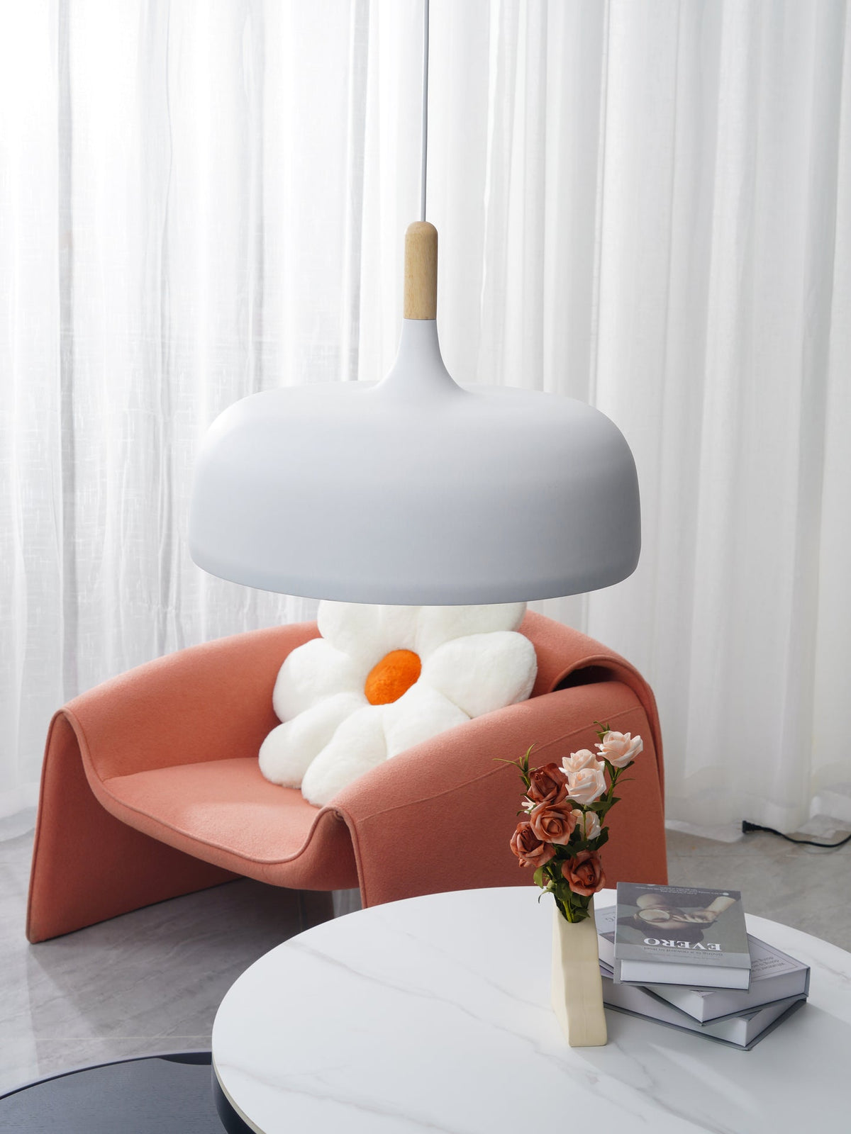 Galio Suspension Lampe Abat-jour Blanc en Bois
