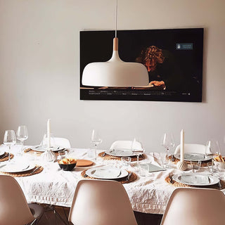Lustra Suspension Lampe Abat-jour Blanc en Bois