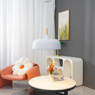 Lustra Suspension Lampe Abat-jour Blanc en Bois