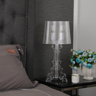 Kristy Lamp de Table Cylindre Moderne, Arcylique, Noir/Transparent, Salon
