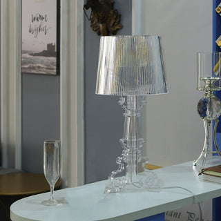 Kristy Lamp de Table Cylindre Moderne, Arcylique, Noir/Transparent, Salon