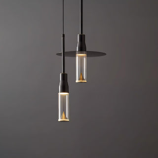 Solara Lampe suspendue en acrylique avec plaque de chapeau chromée moderne